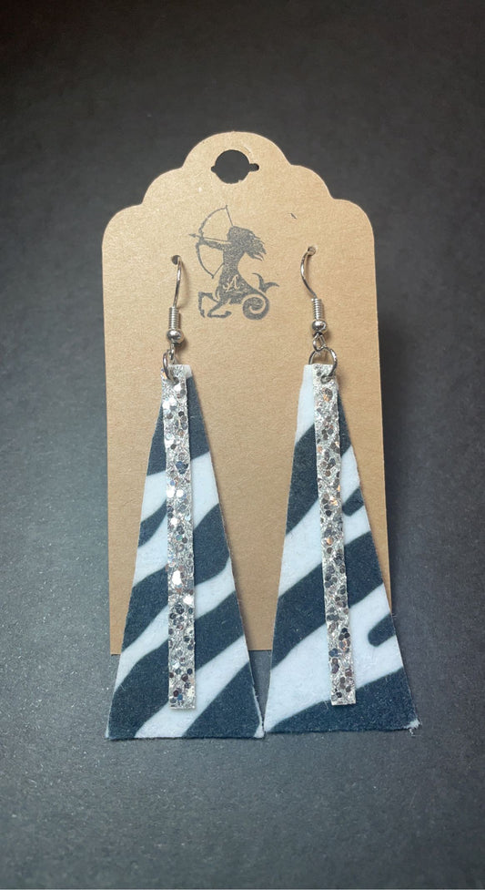 Black and White Zebra Print Dangle Earrings